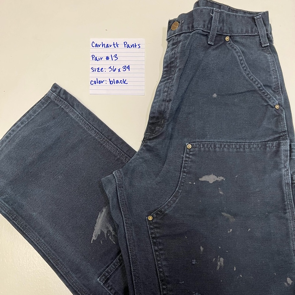 Carhartt Men's Black Duck Double Front Work Pants - Dungaree Fit - Sz 36x34